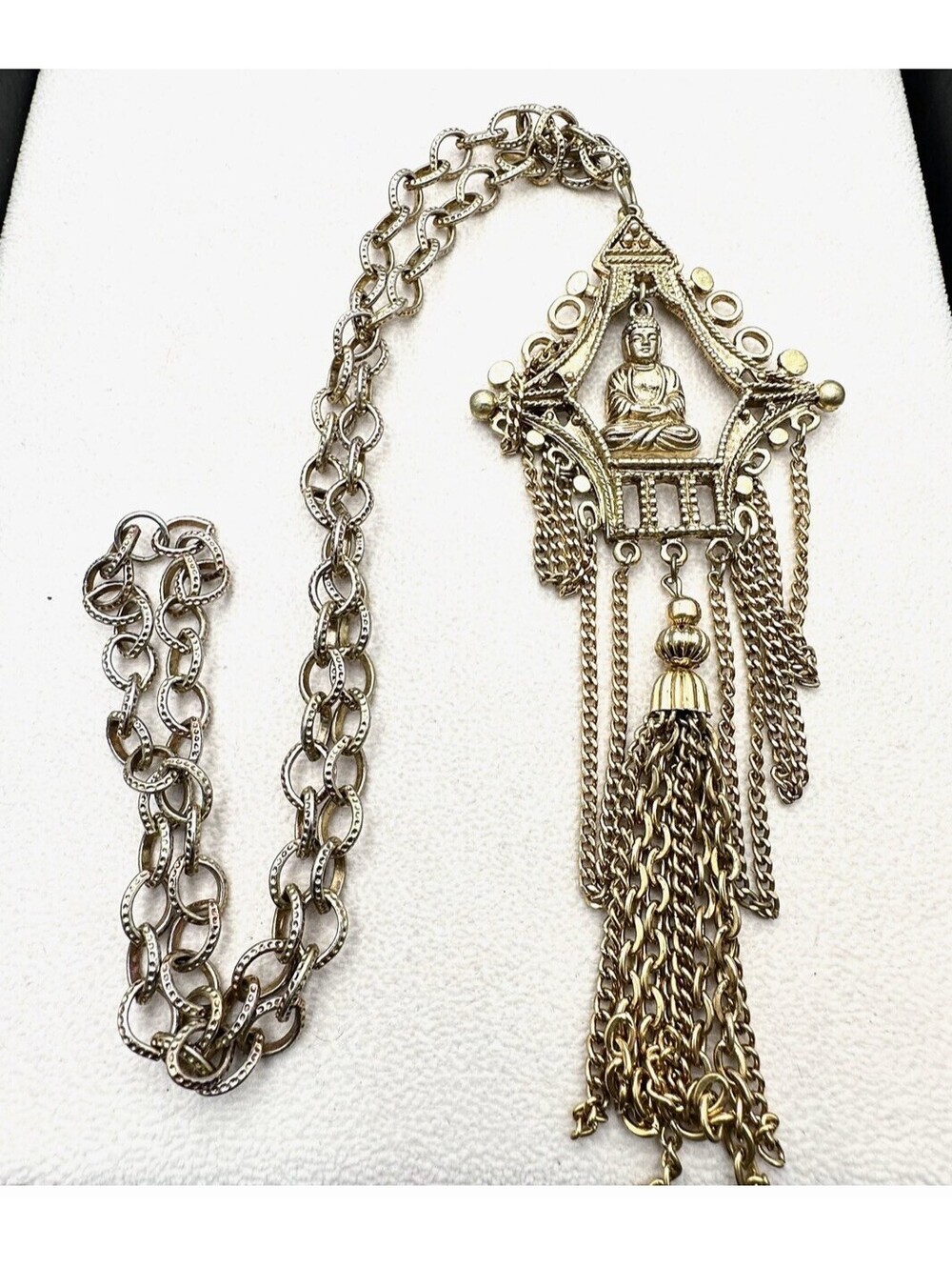 Estate  Arthur Pepper Buddha 24” Asian necklace signed ART